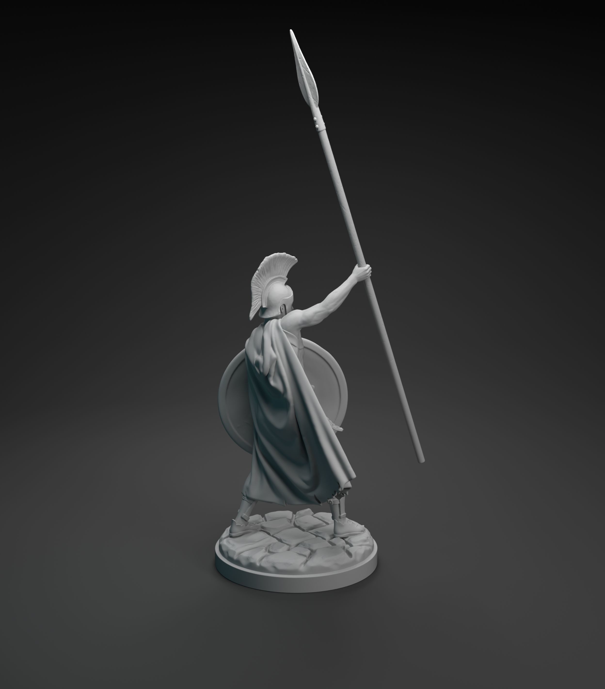 Spartan warrior raising spear intended for 3D printing 3D print model_8
