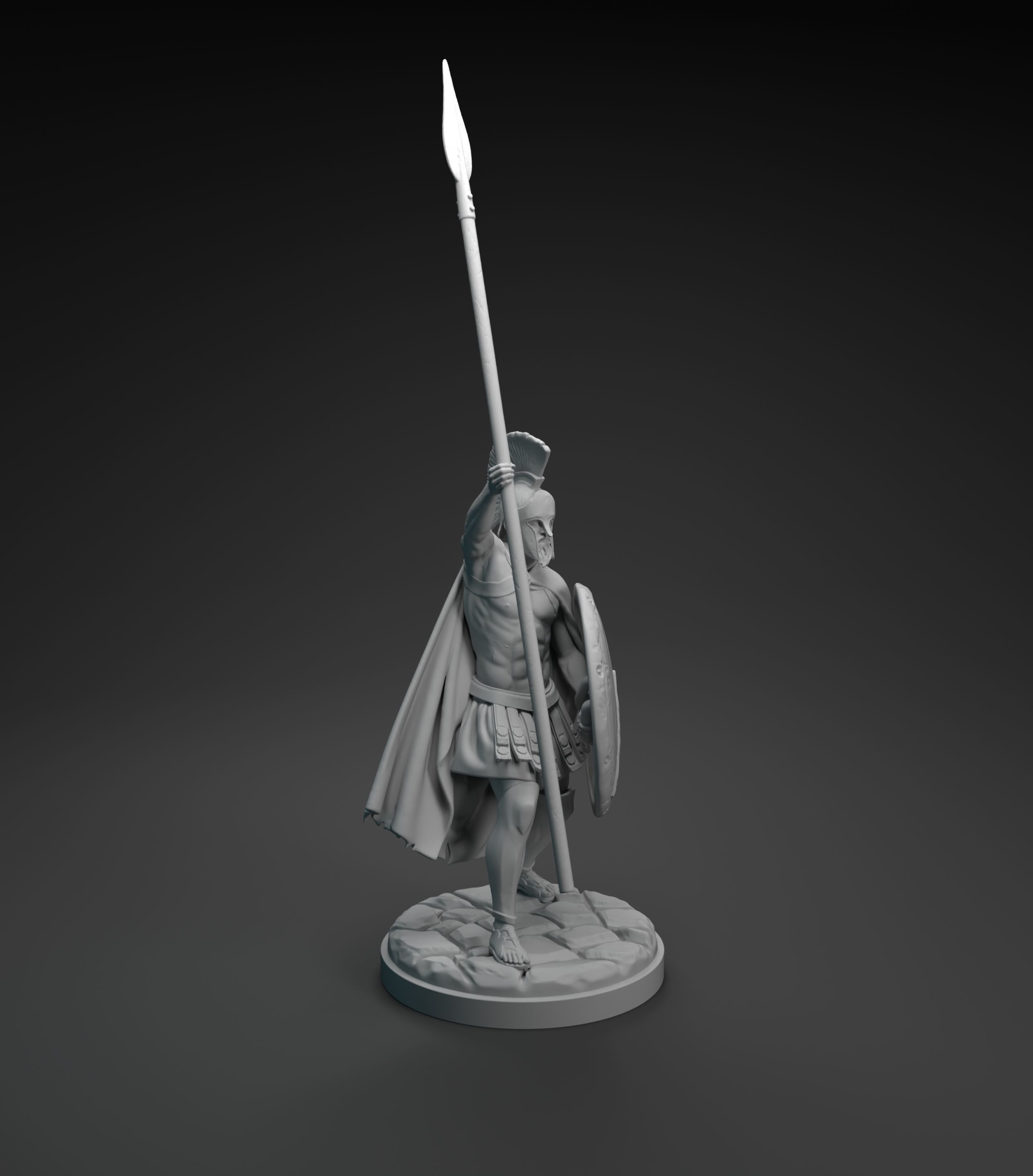 Spartan warrior raising spear intended for 3D printing 3D print model_12