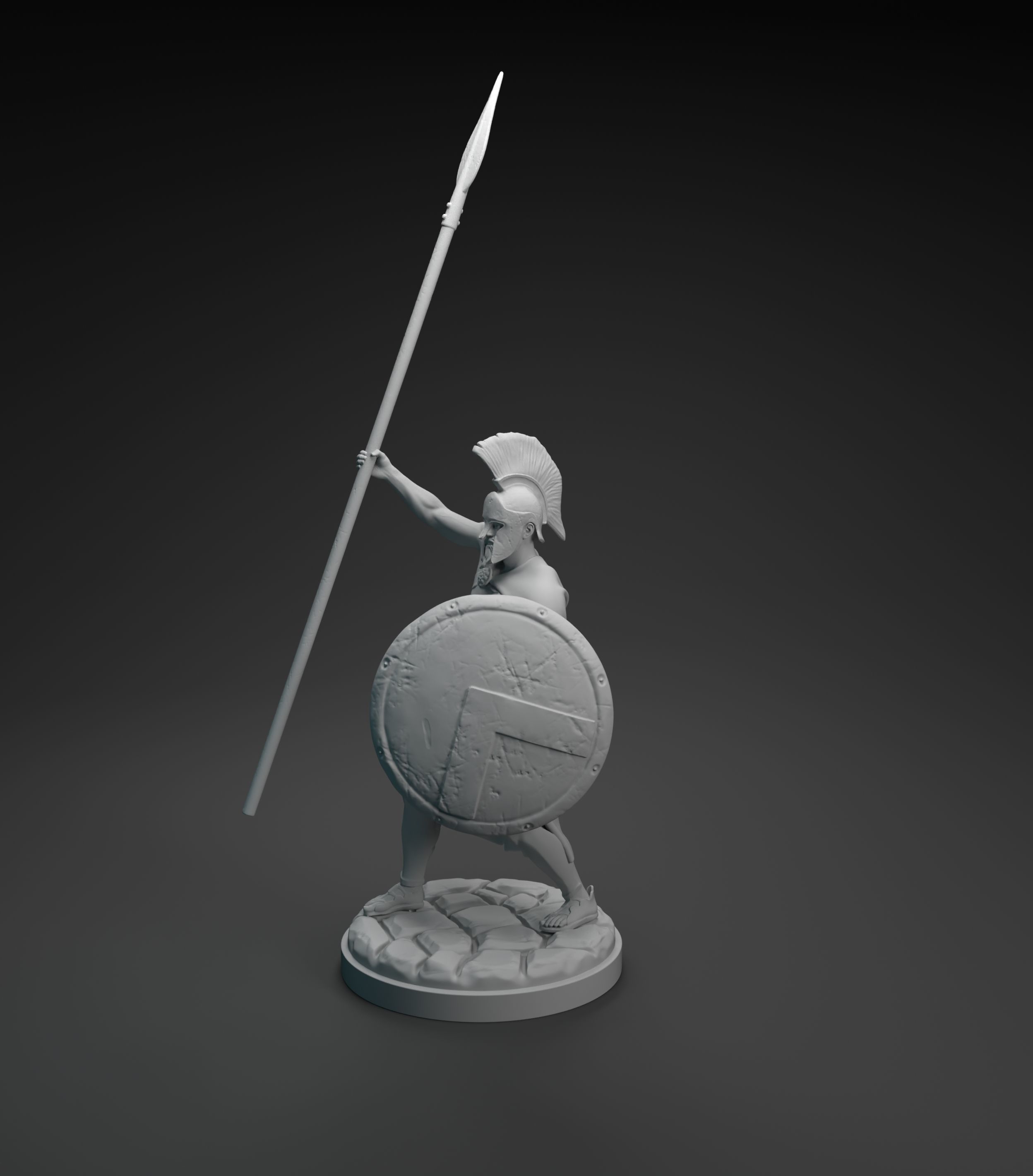 Spartan warrior raising spear intended for 3D printing 3D print model_15