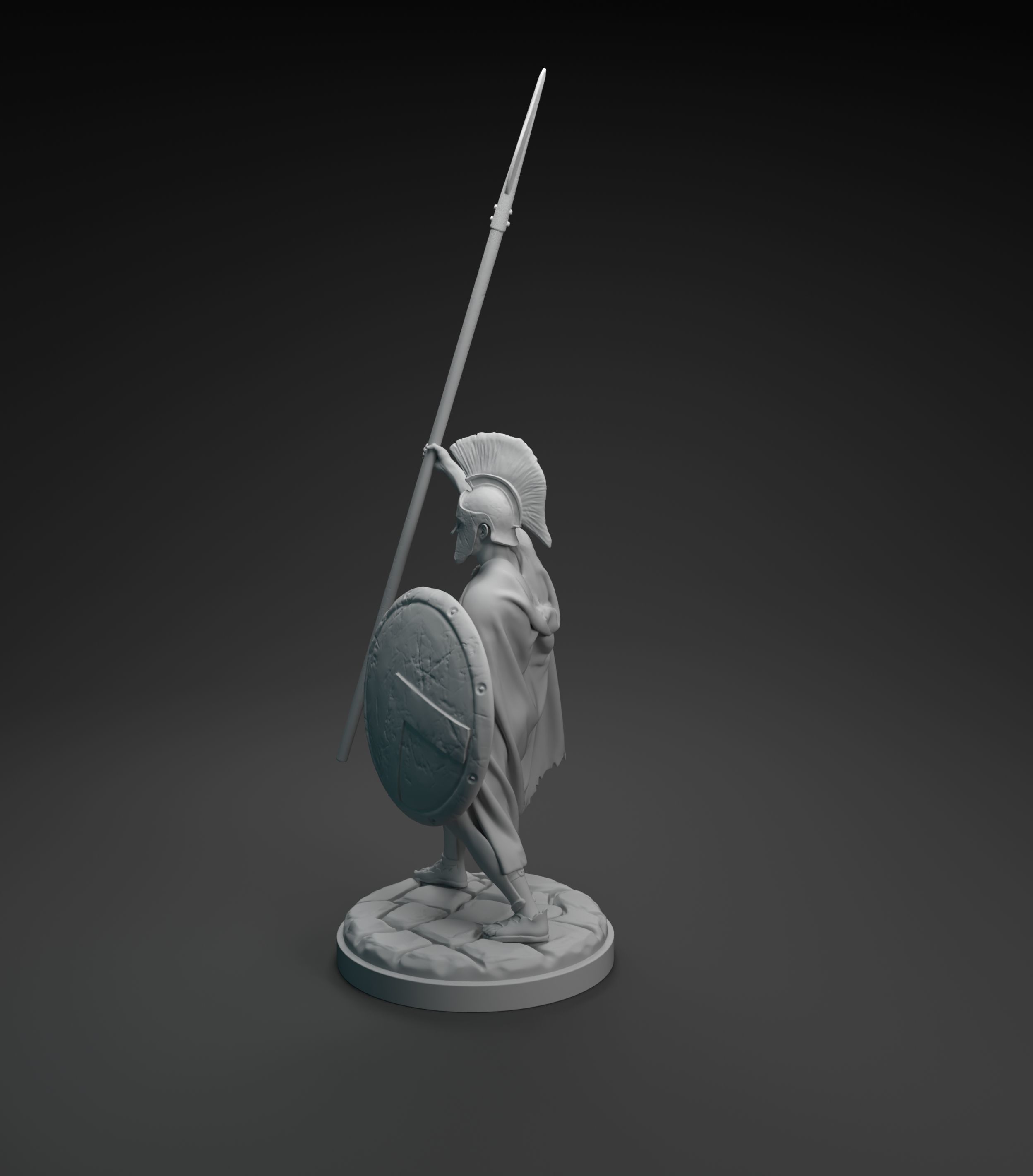 Spartan warrior raising spear intended for 3D printing 3D print model_14