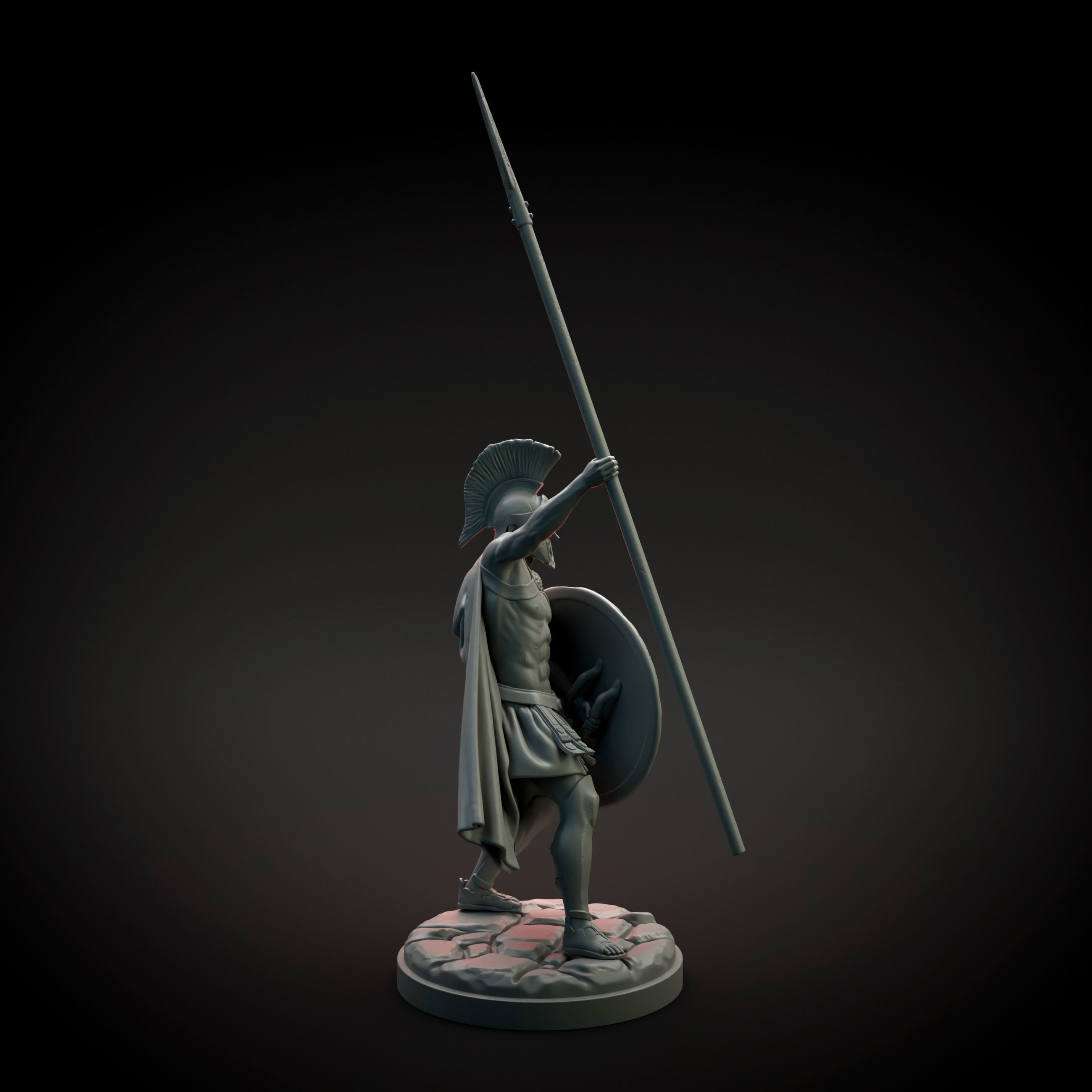 Spartan warrior raising spear intended for 3D printing 3D print model_3