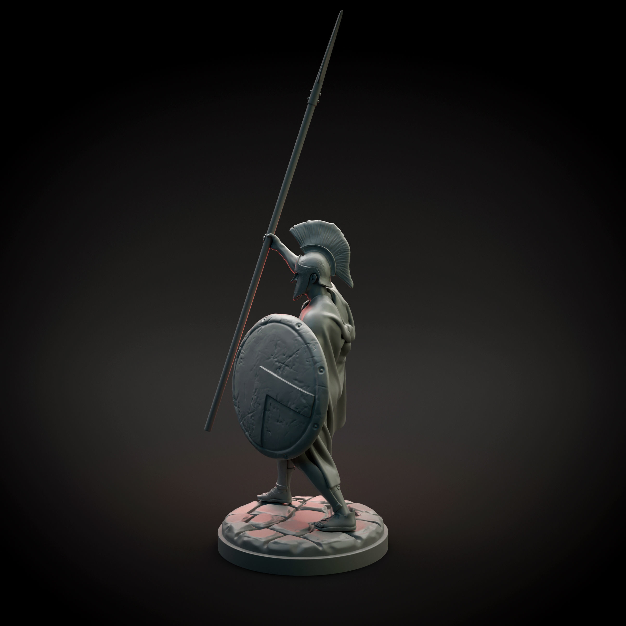 Spartan warrior raising spear intended for 3D printing 3D print model_1