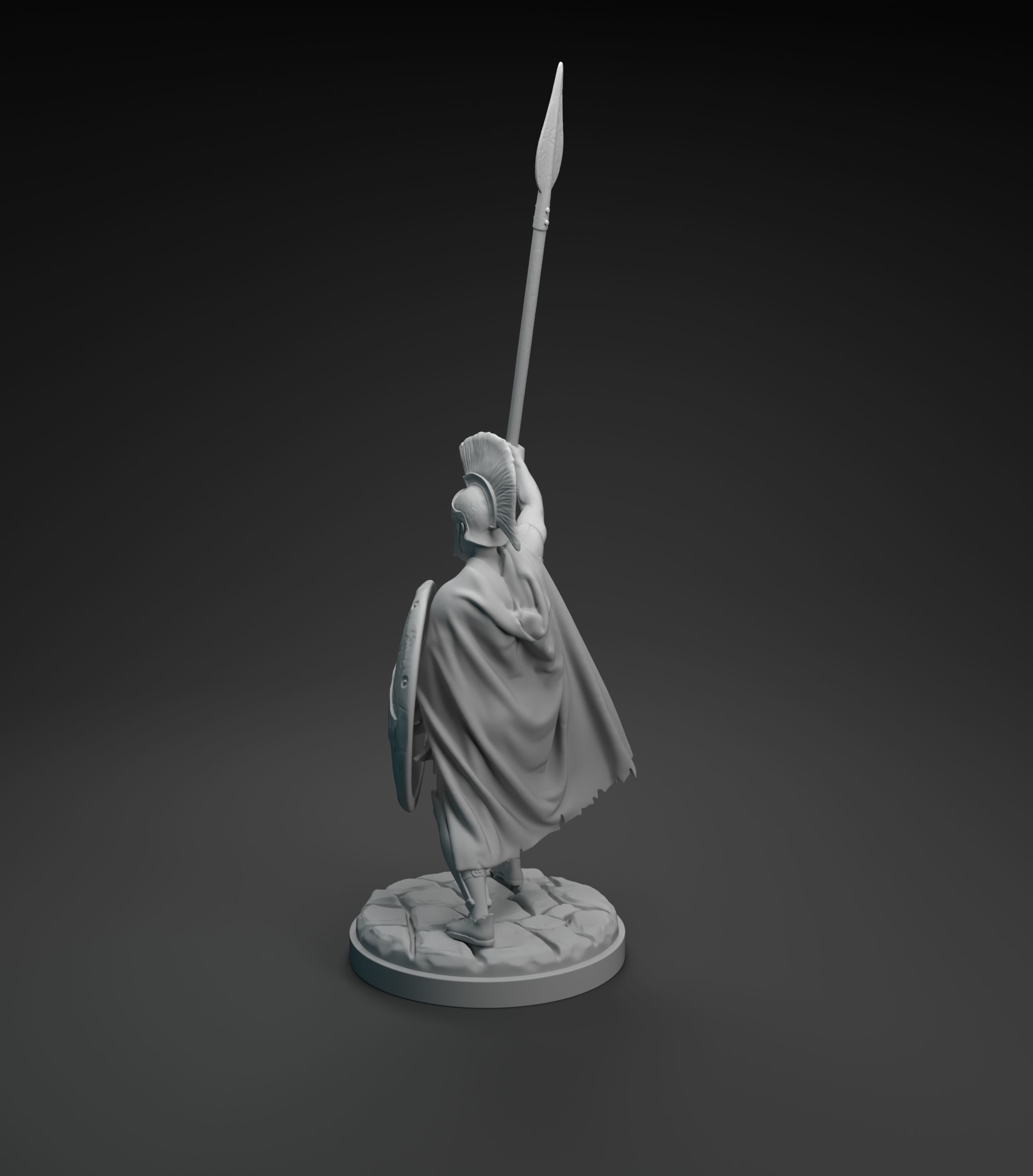 Spartan warrior raising spear intended for 3D printing 3D print model_10