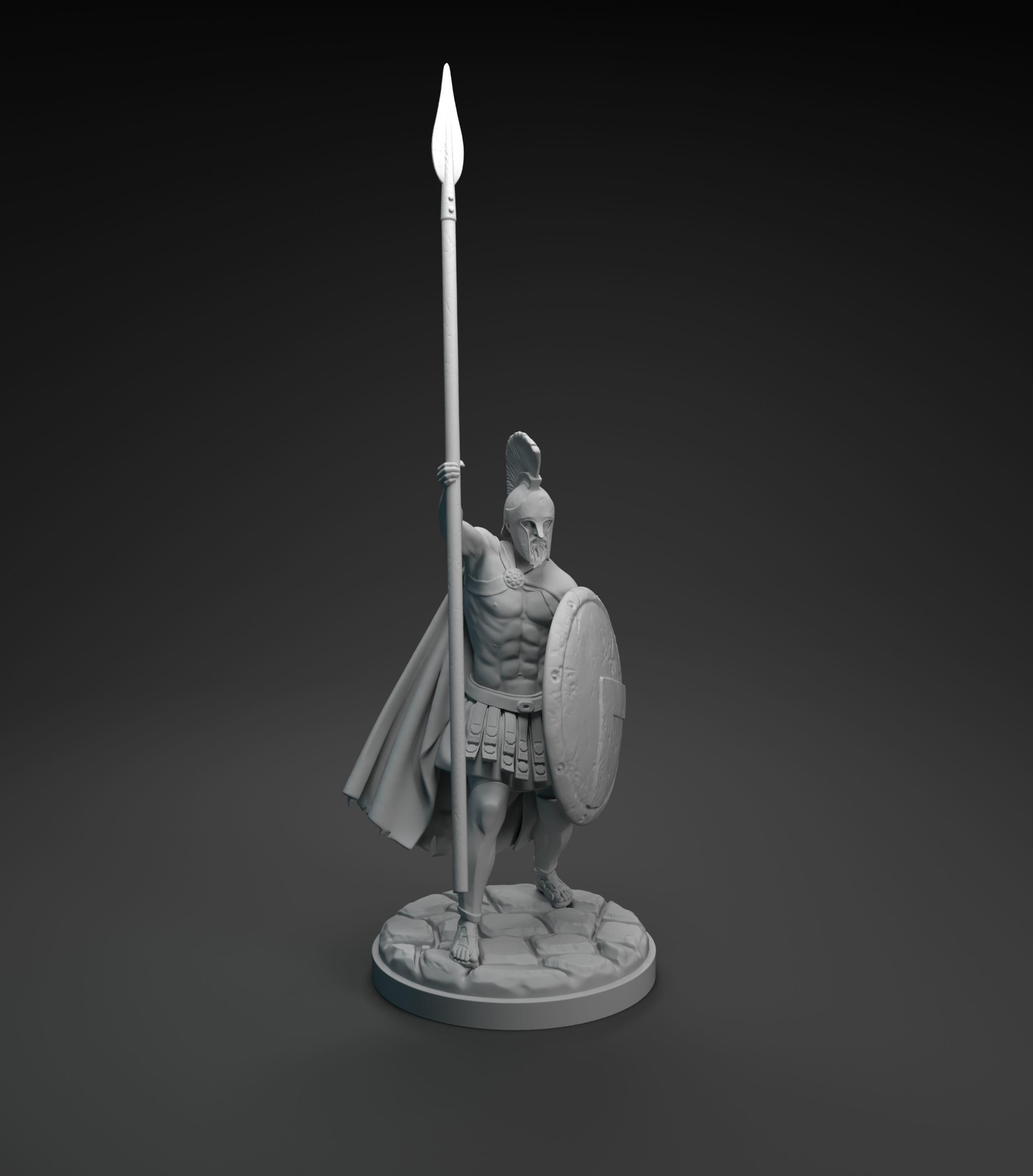 Spartan warrior raising spear intended for 3D printing 3D print model_11