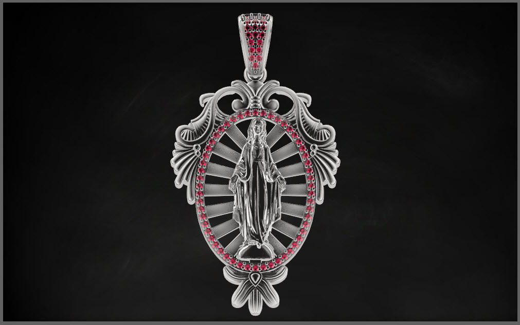 Mary mother pendant 3D print model_9