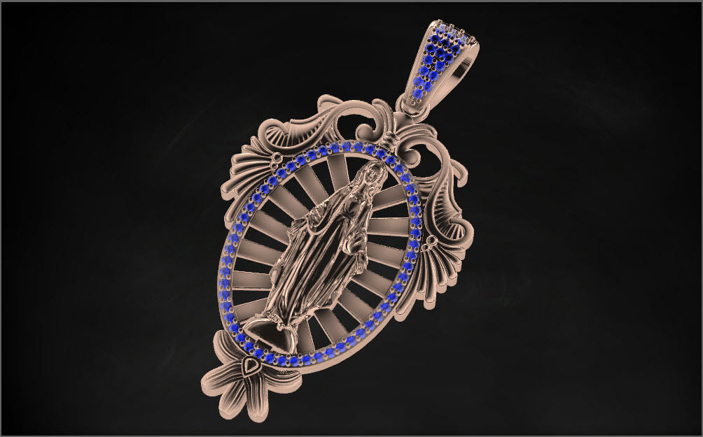 Mary mother pendant 3D print model_5