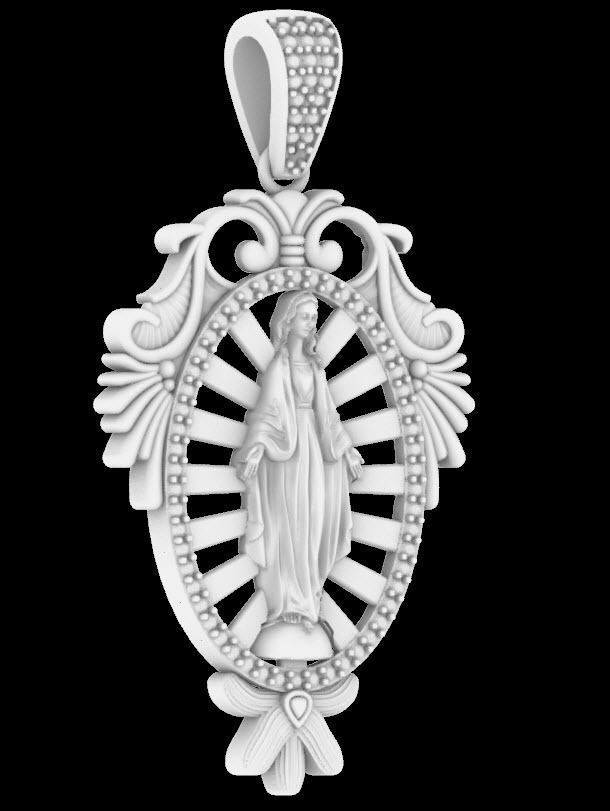 Mary mother pendant 3D print model_4