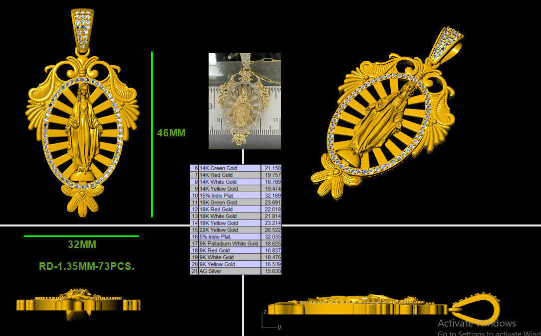 Mary mother pendant 3D print model_2