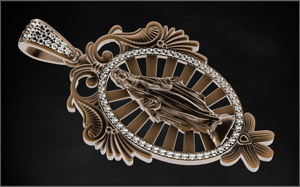 Mary mother pendant 3D print model_1