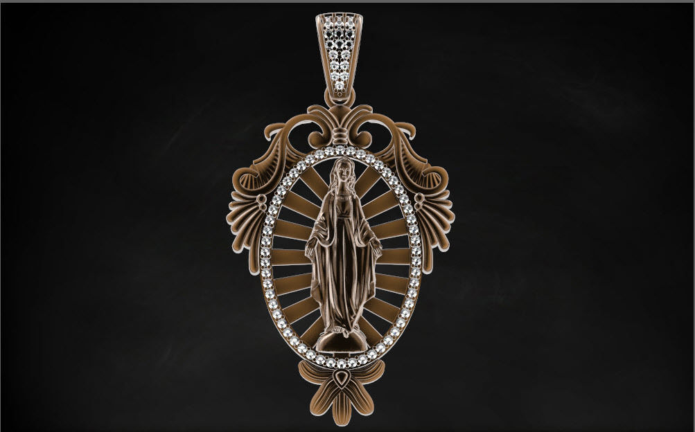 Mary mother pendant 3D print model_7
