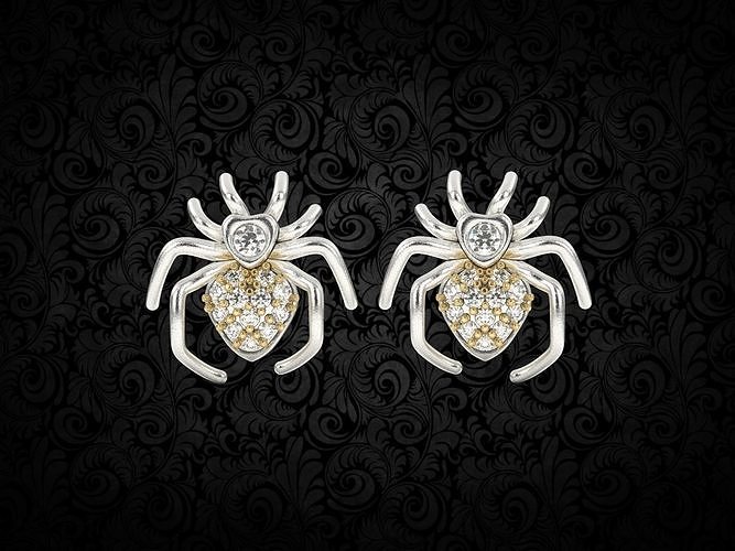Spider Diamond Earring stud 3D print model