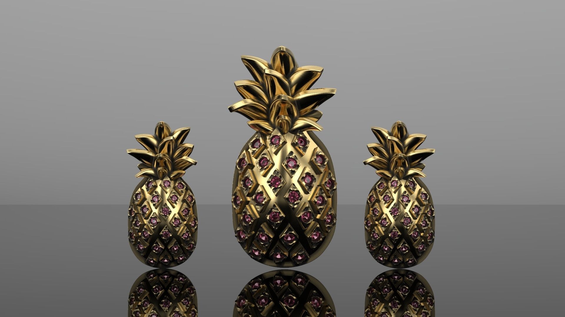 pineapple stud pendant  3D print model_3