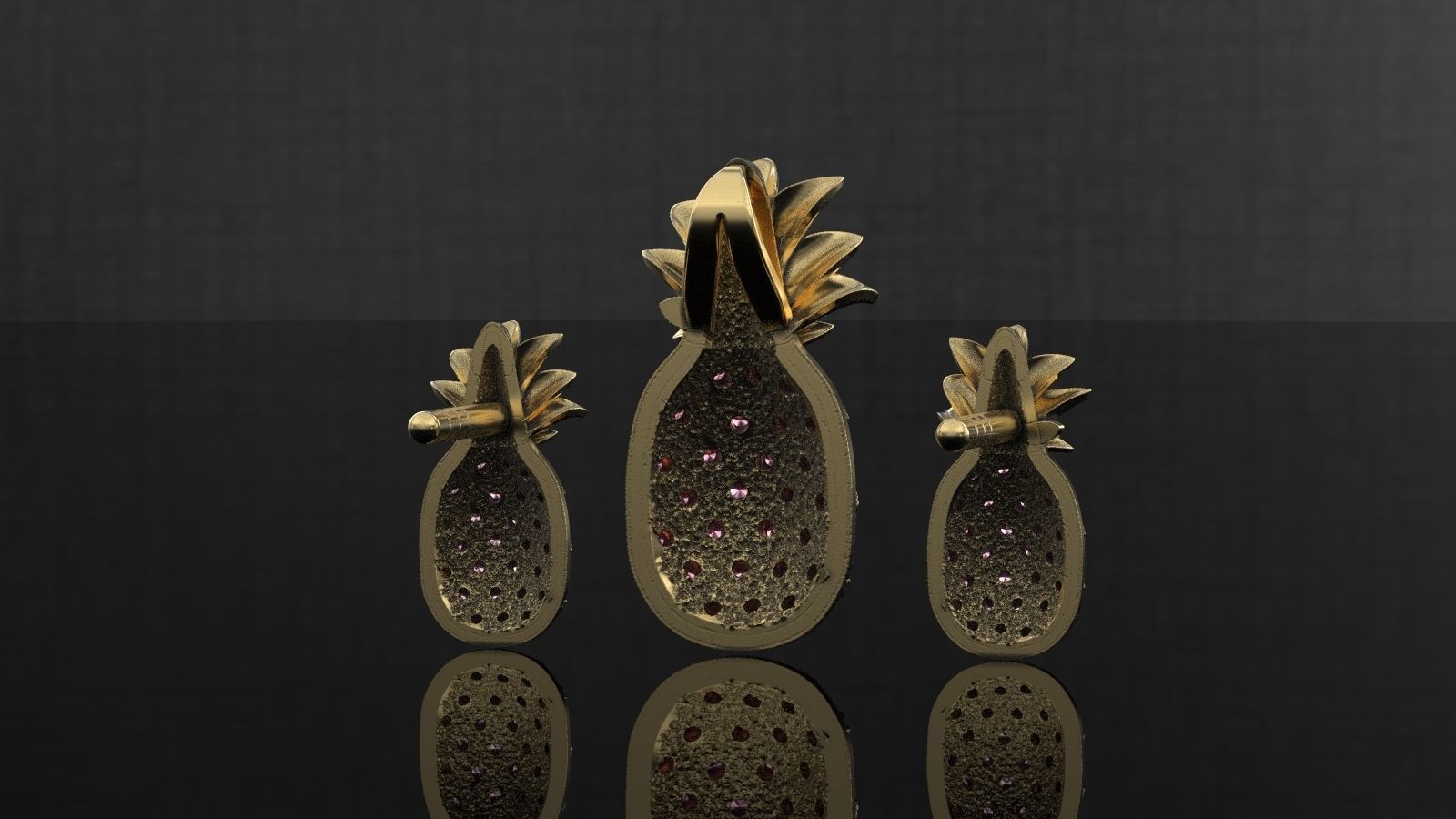 pineapple stud pendant  3D print model_5