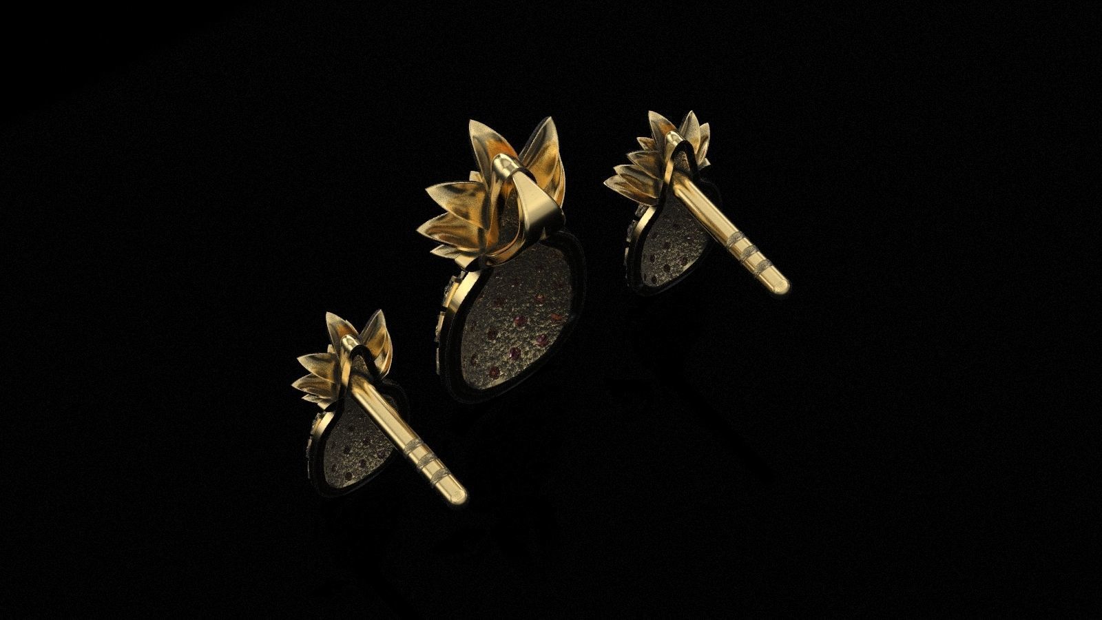 pineapple stud pendant  3D print model_4