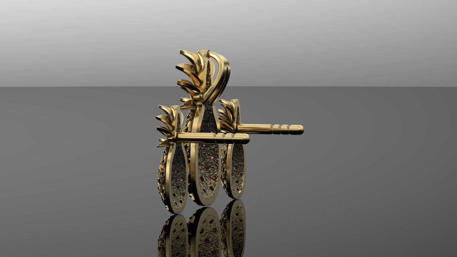 pineapple stud pendant  3D print model_6