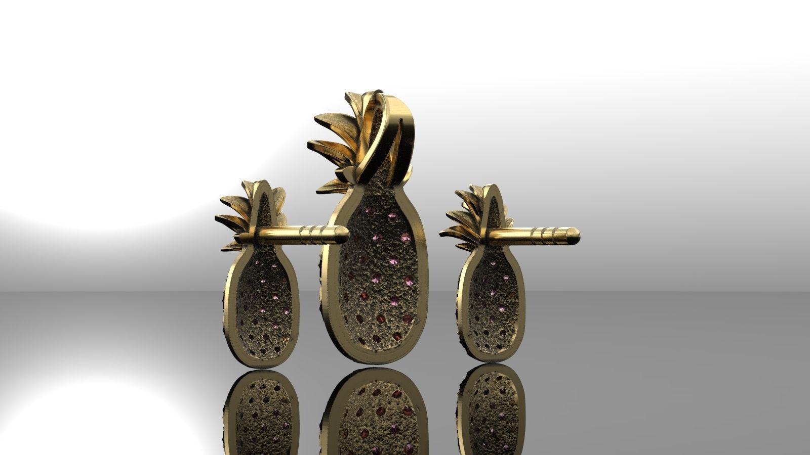 pineapple stud pendant  3D print model_2