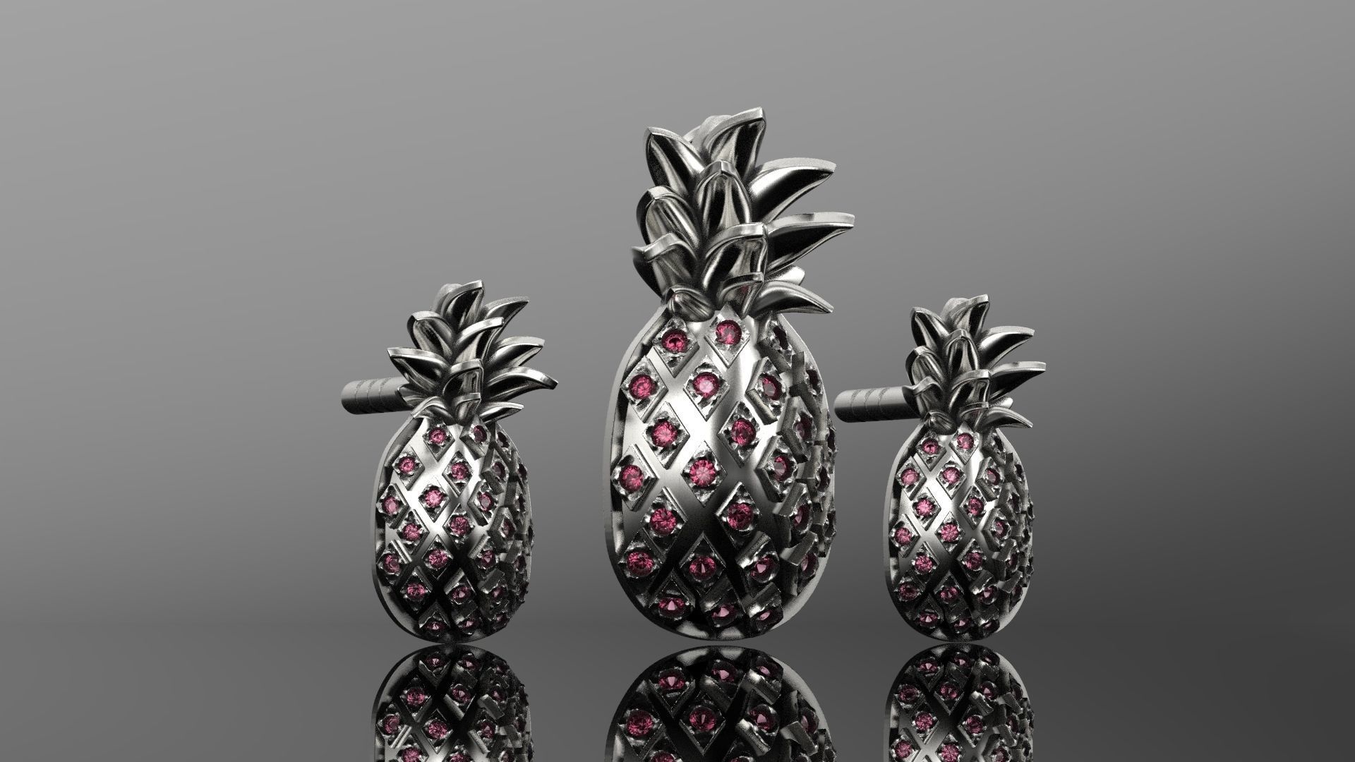 pineapple stud pendant  3D print model_0
