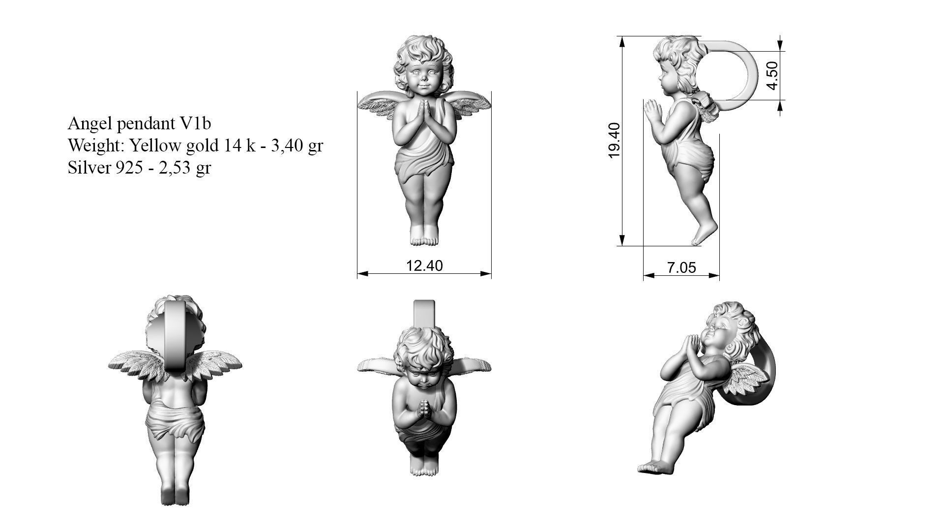 Angel pendant Version 1 3D print model_4