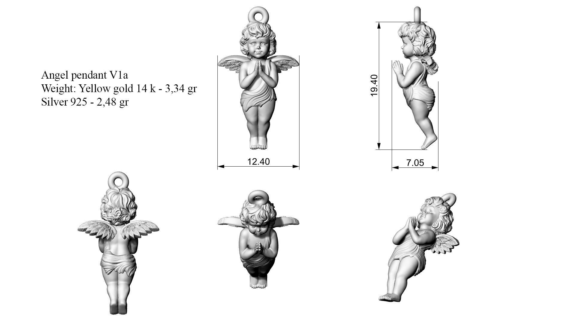 Angel pendant Version 1 3D print model_3