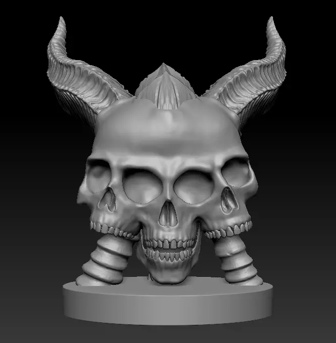 3 Headscull with base 3D print model_0
