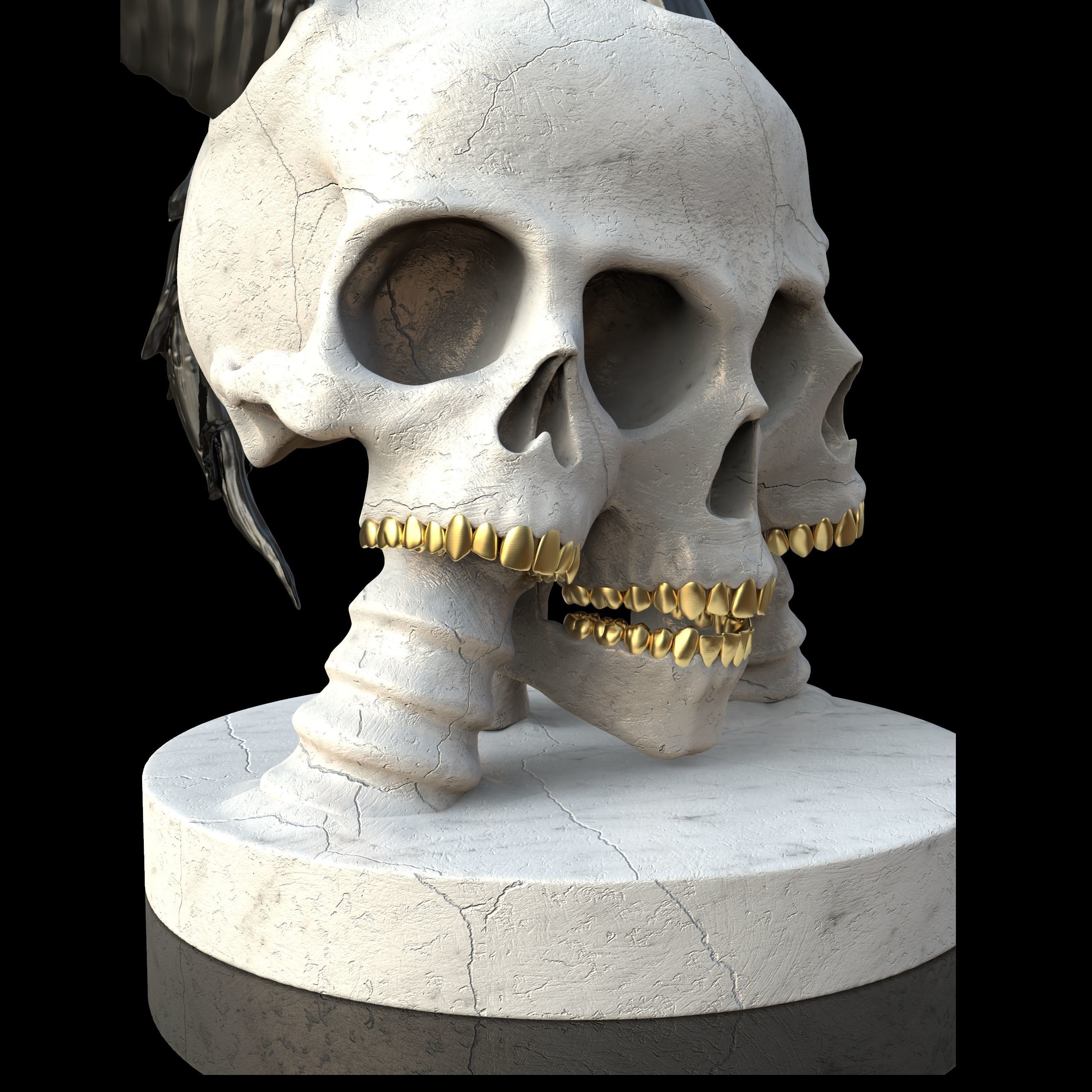 3 Headscull with base 3D print model_5