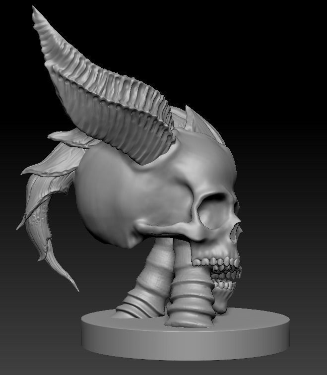 3 Headscull with base 3D print model_1