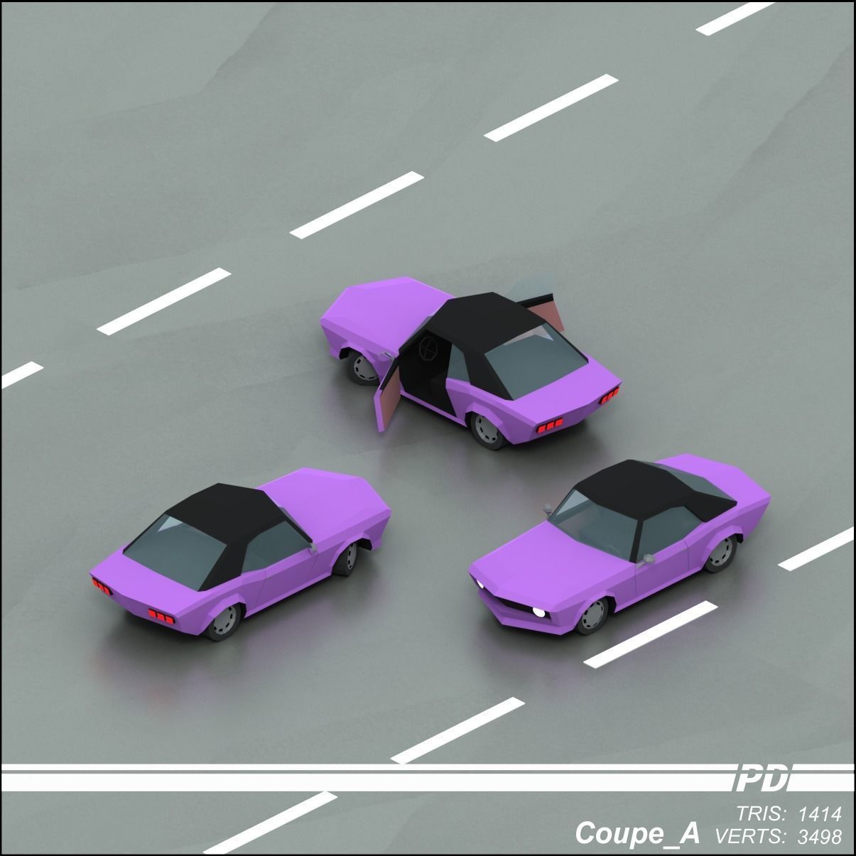 Stylized lowpoly vehicle pack with interior Low-poly 3D model Low-poly 3D model_22