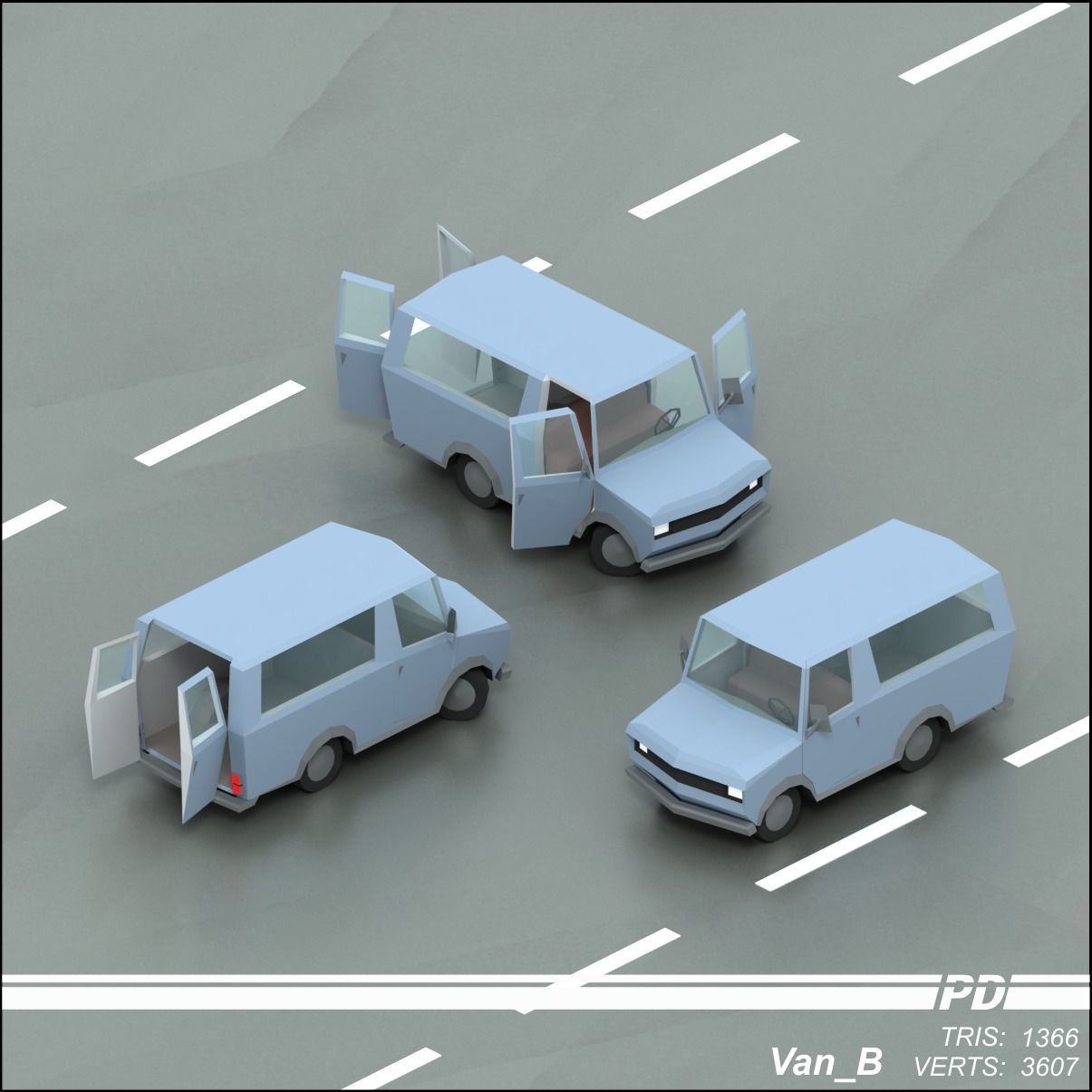Stylized lowpoly vehicle pack with interior Low-poly 3D model Low-poly 3D model_16
