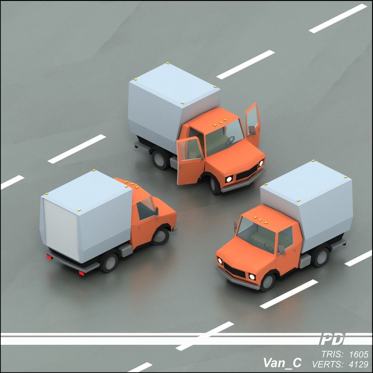 Stylized lowpoly vehicle pack with interior Low-poly 3D model Low-poly 3D model_6