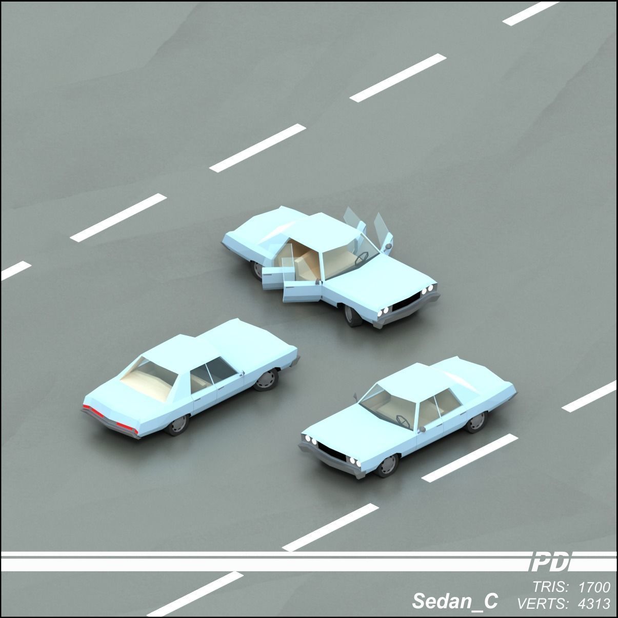 Stylized lowpoly vehicle pack with interior Low-poly 3D model Low-poly 3D model_2