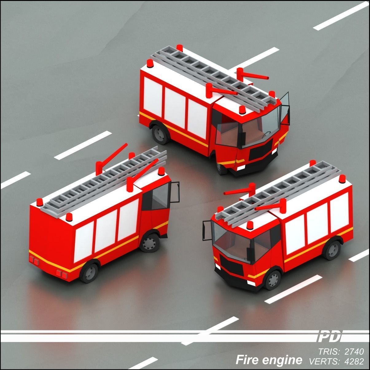 Stylized lowpoly vehicle pack with interior Low-poly 3D model Low-poly 3D model_17