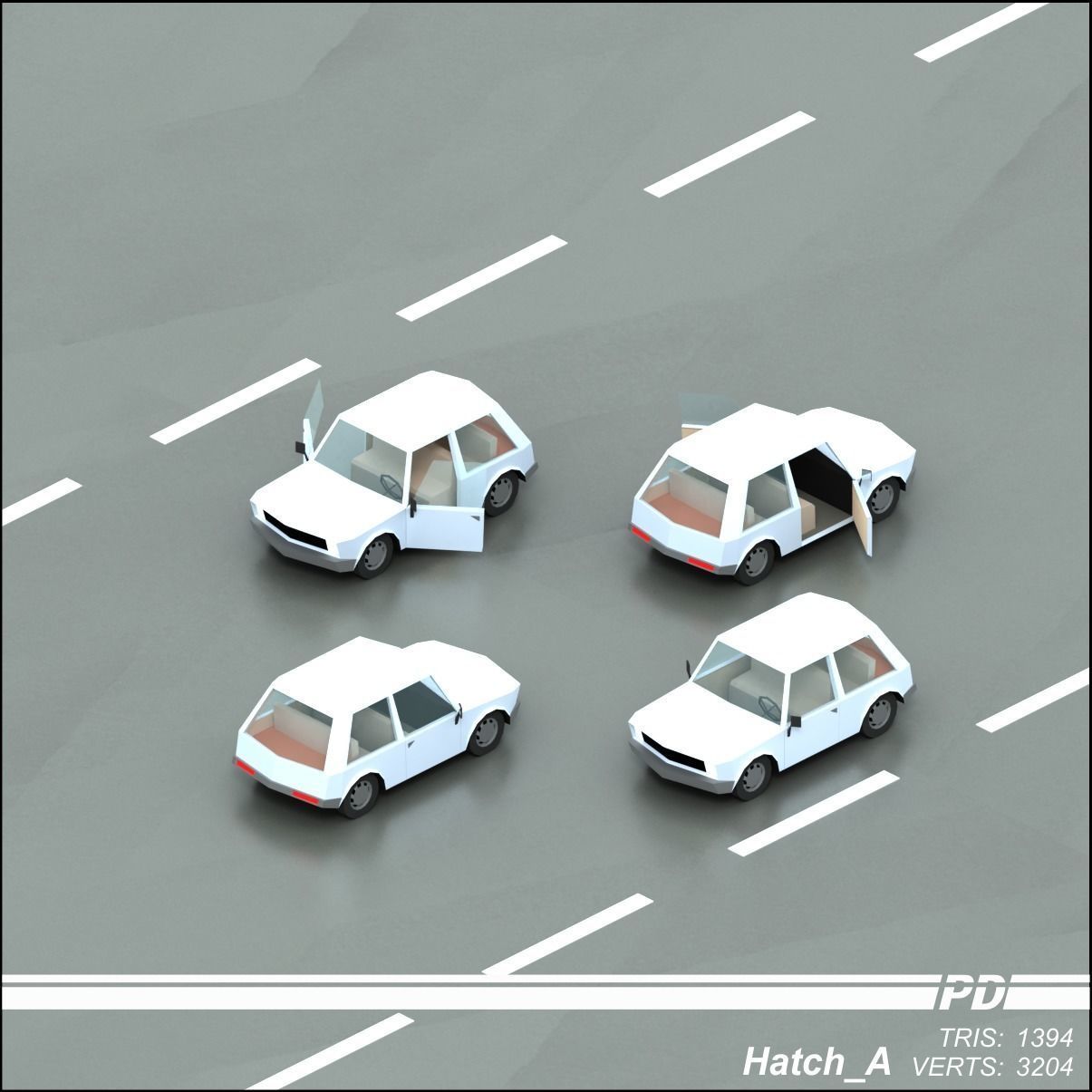 Stylized lowpoly vehicle pack with interior Low-poly 3D model Low-poly 3D model_24