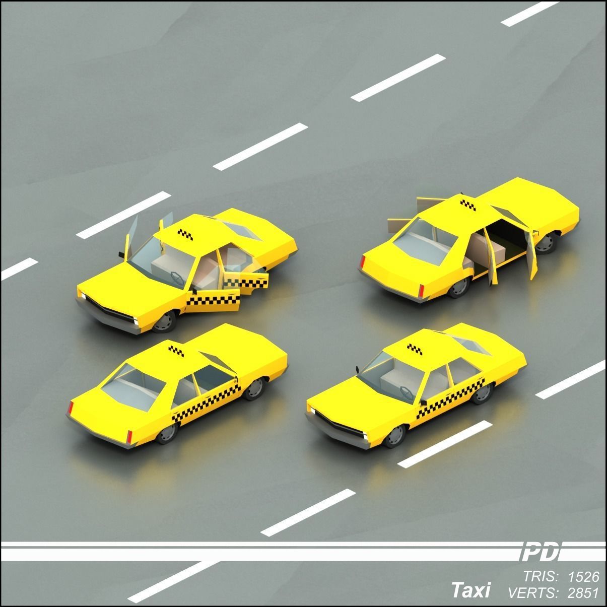 Stylized lowpoly vehicle pack with interior Low-poly 3D model Low-poly 3D model_13