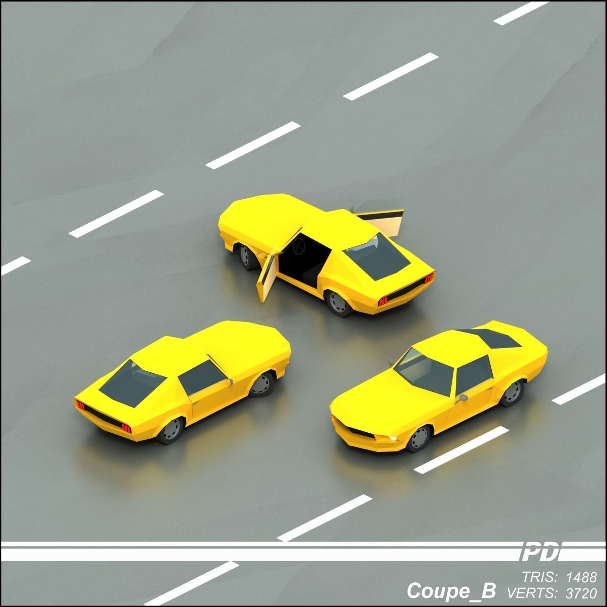 Stylized lowpoly vehicle pack with interior Low-poly 3D model Low-poly 3D model_12