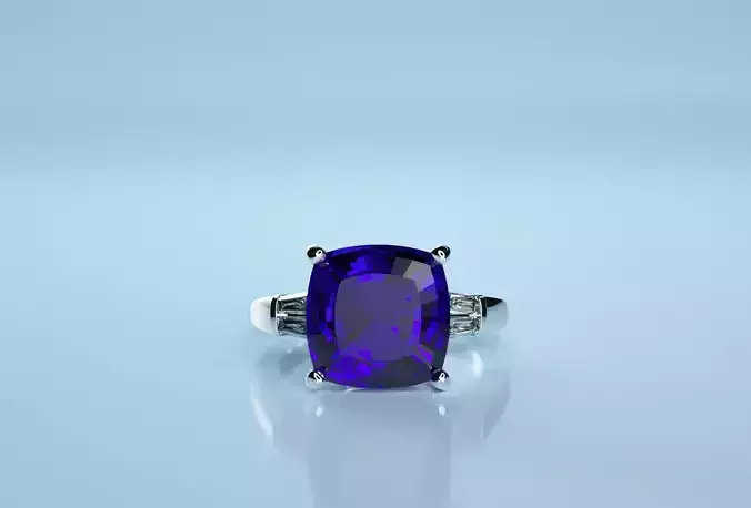 Cushion Square Sapphire Stone Engagement Ring