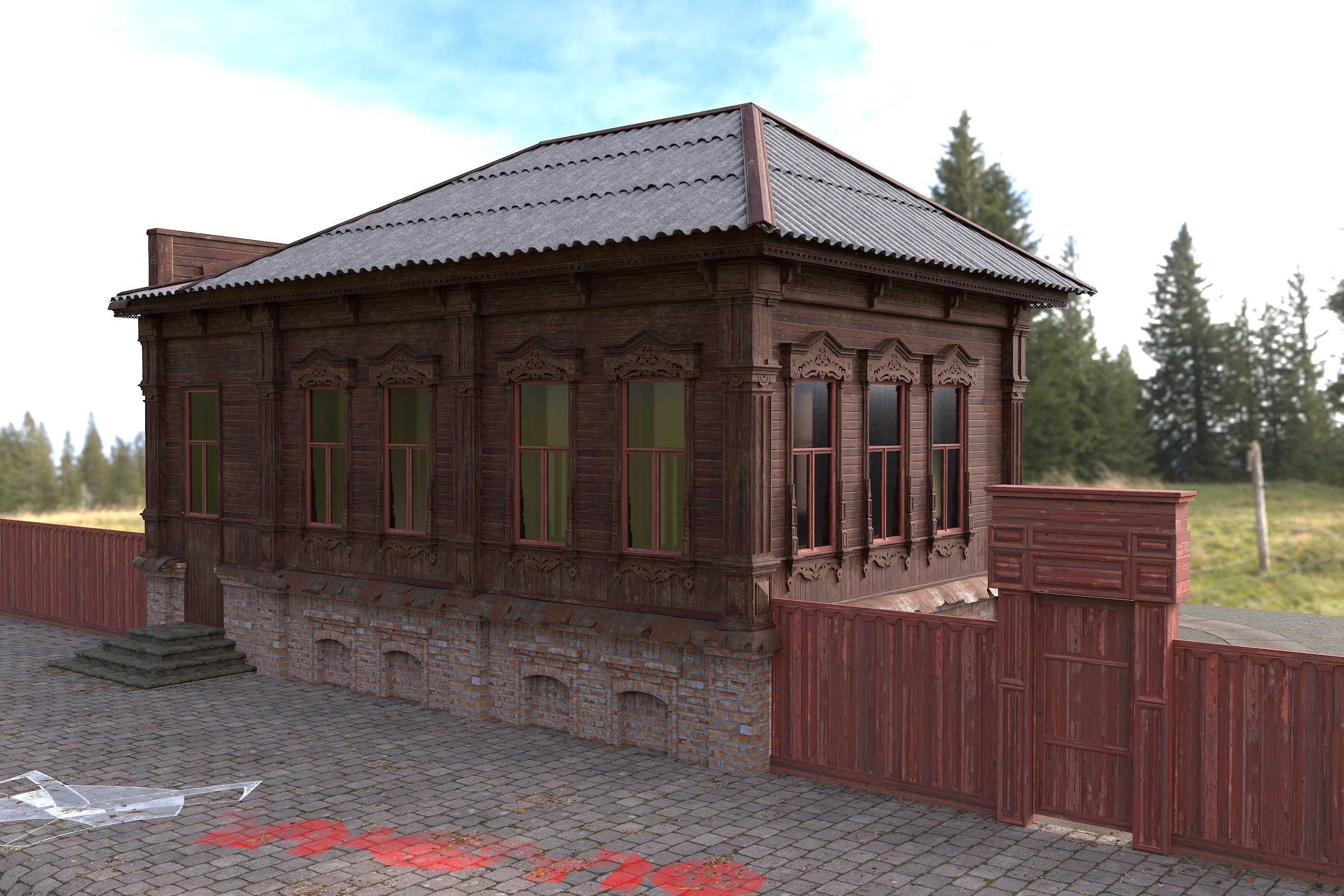 Old House3 Low-poly 3D model_3