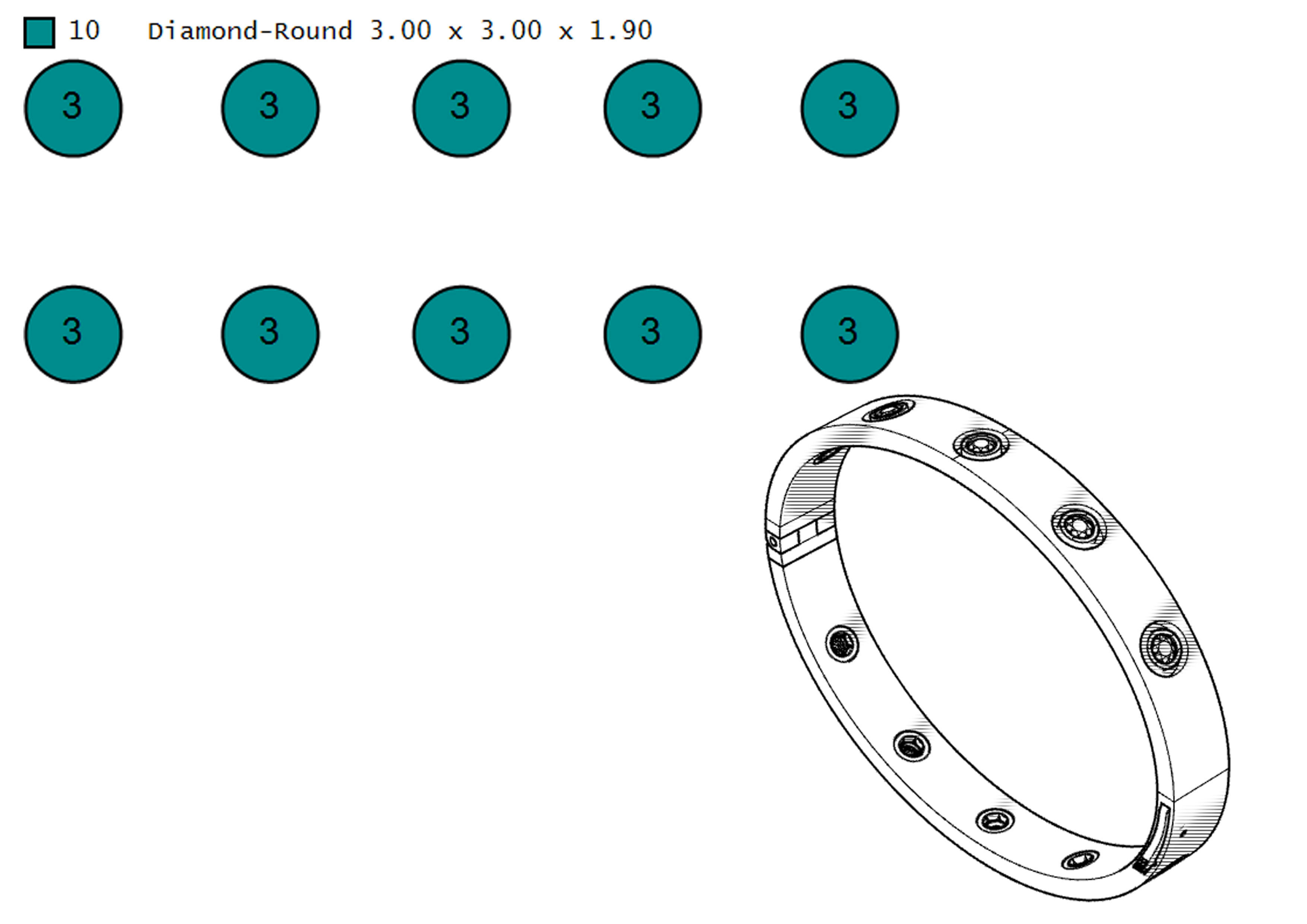 Bracelet with Diamonds 3D print model_11