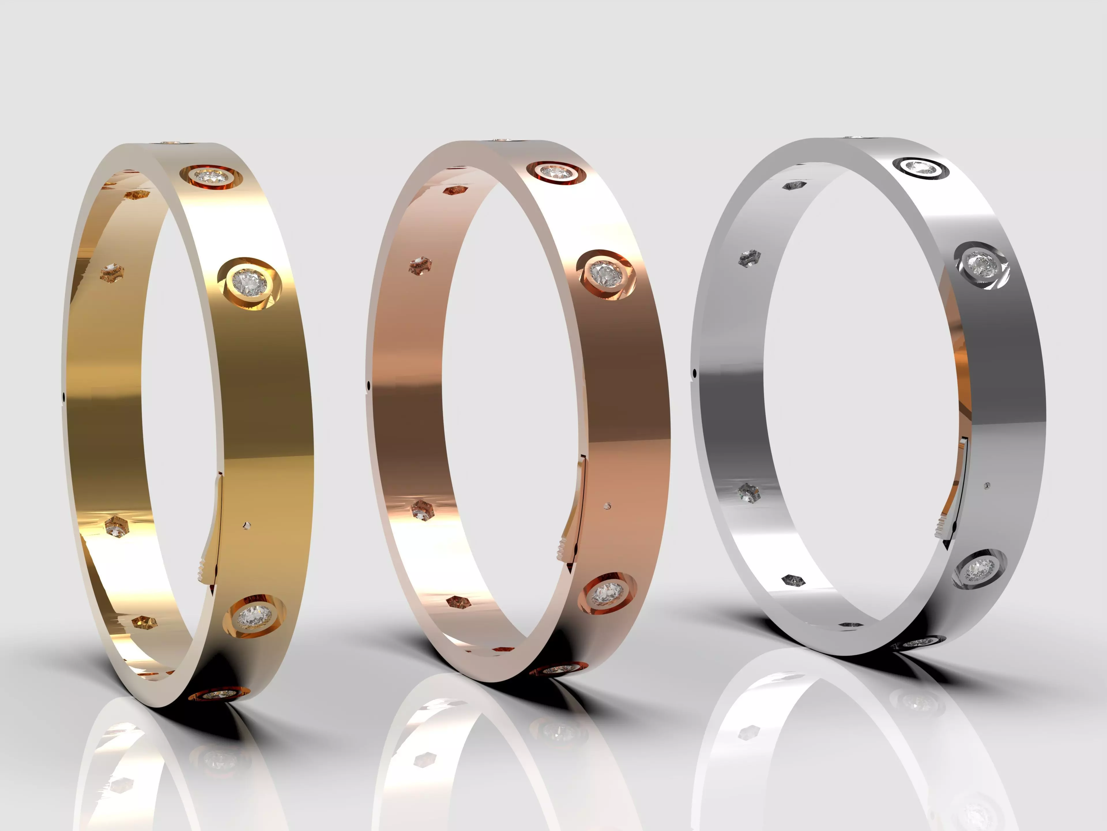 Bracelet with Diamonds 3D print model_0