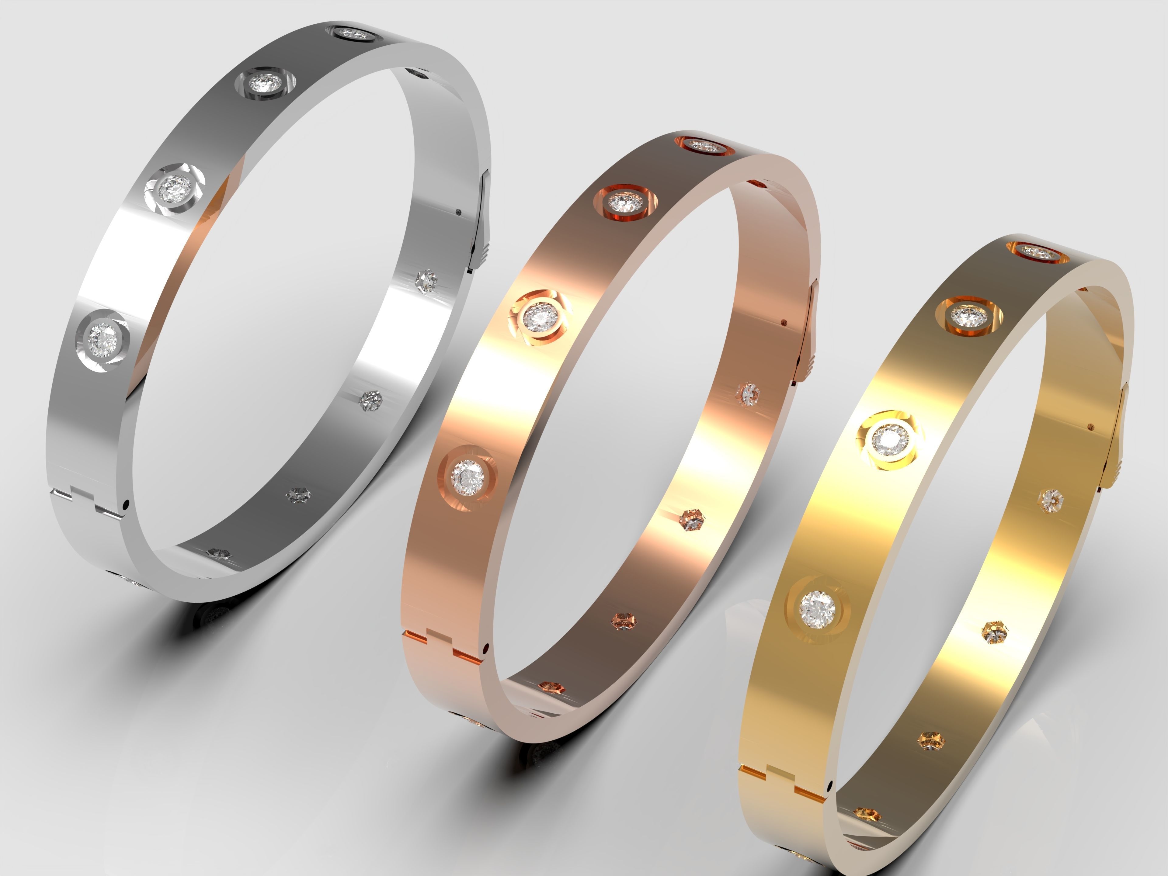Bracelet with Diamonds 3D print model_2
