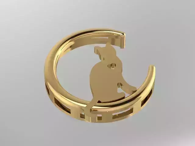 Earring gold ring with dog