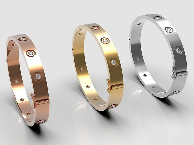 Bracelet with Diamonds 3D print model