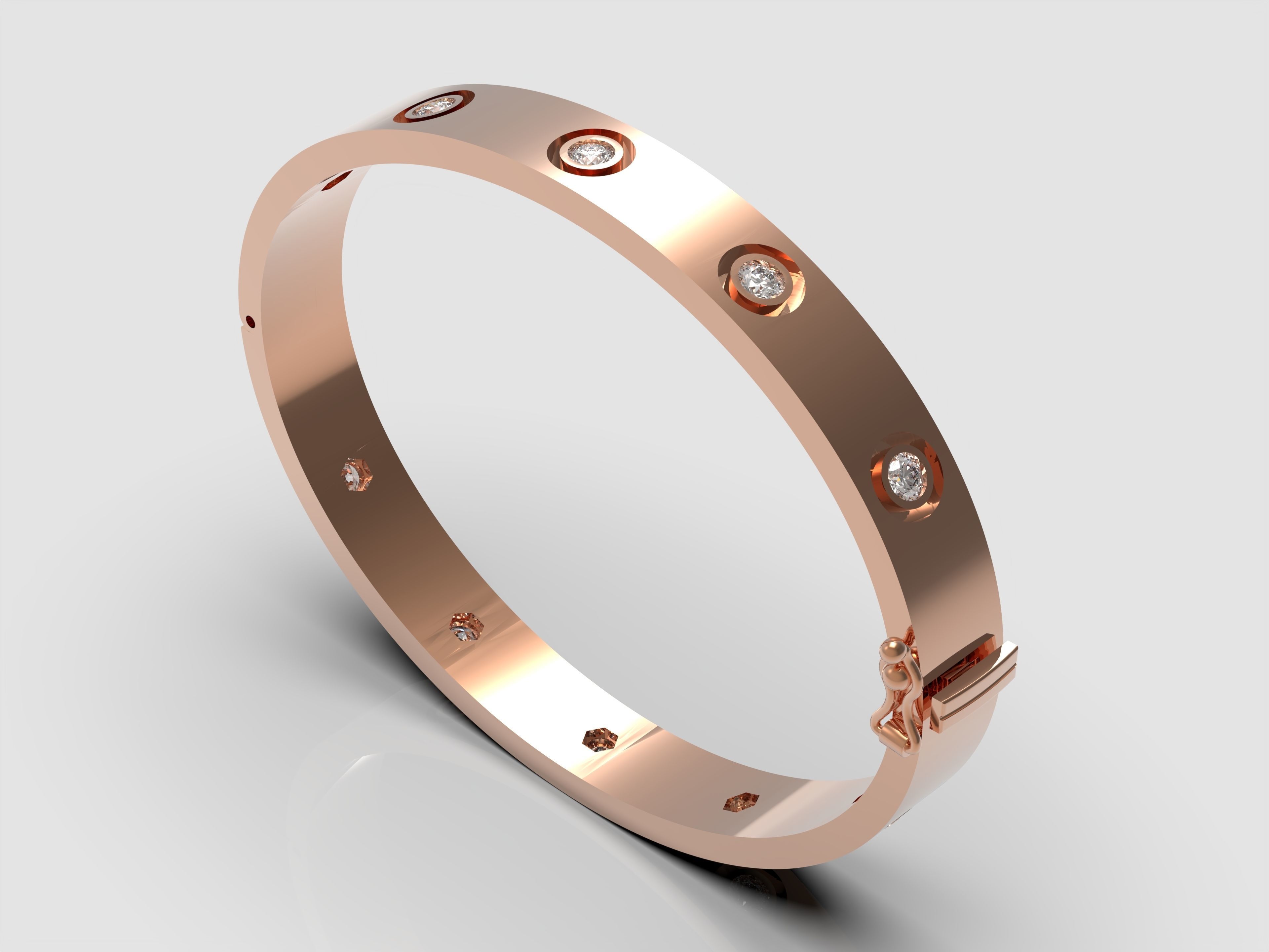 Bracelet with Diamonds 3D print model_4