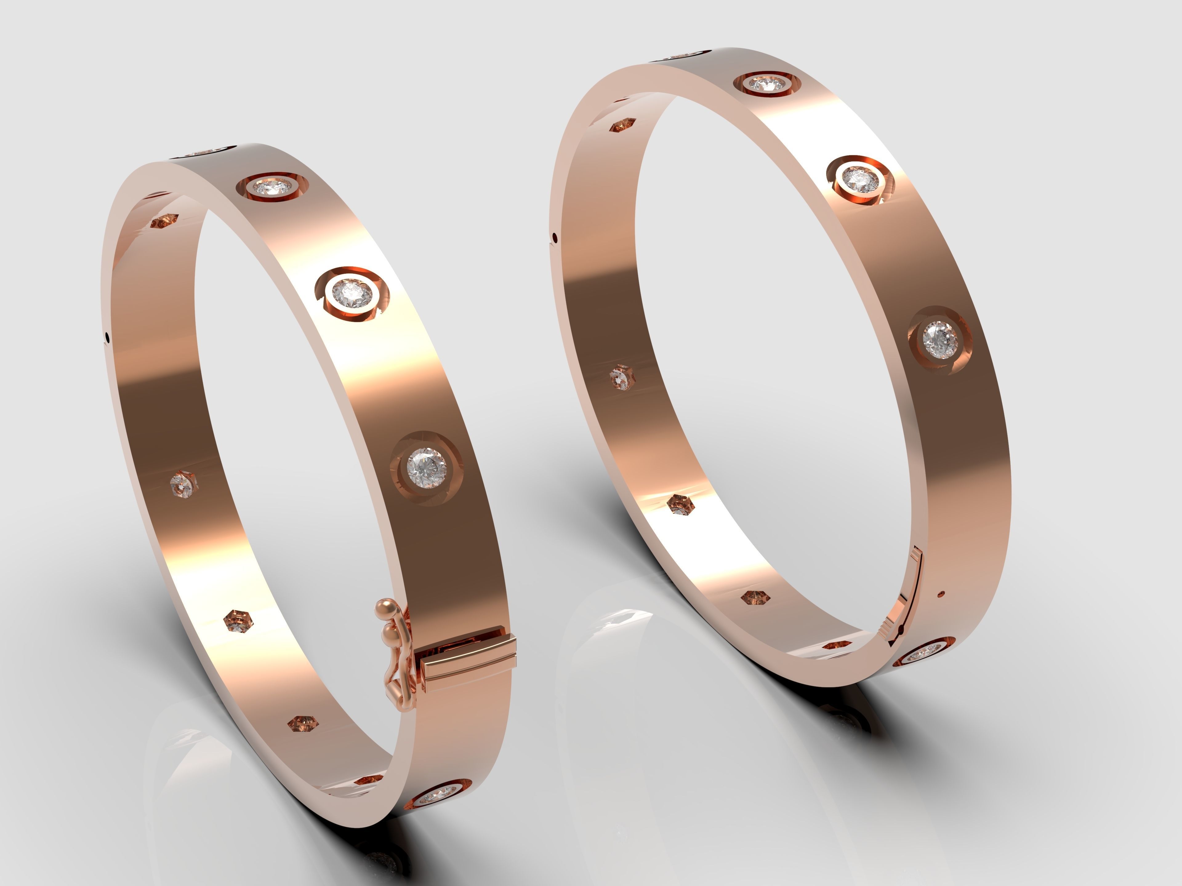 Bracelet with Diamonds 3D print model_1