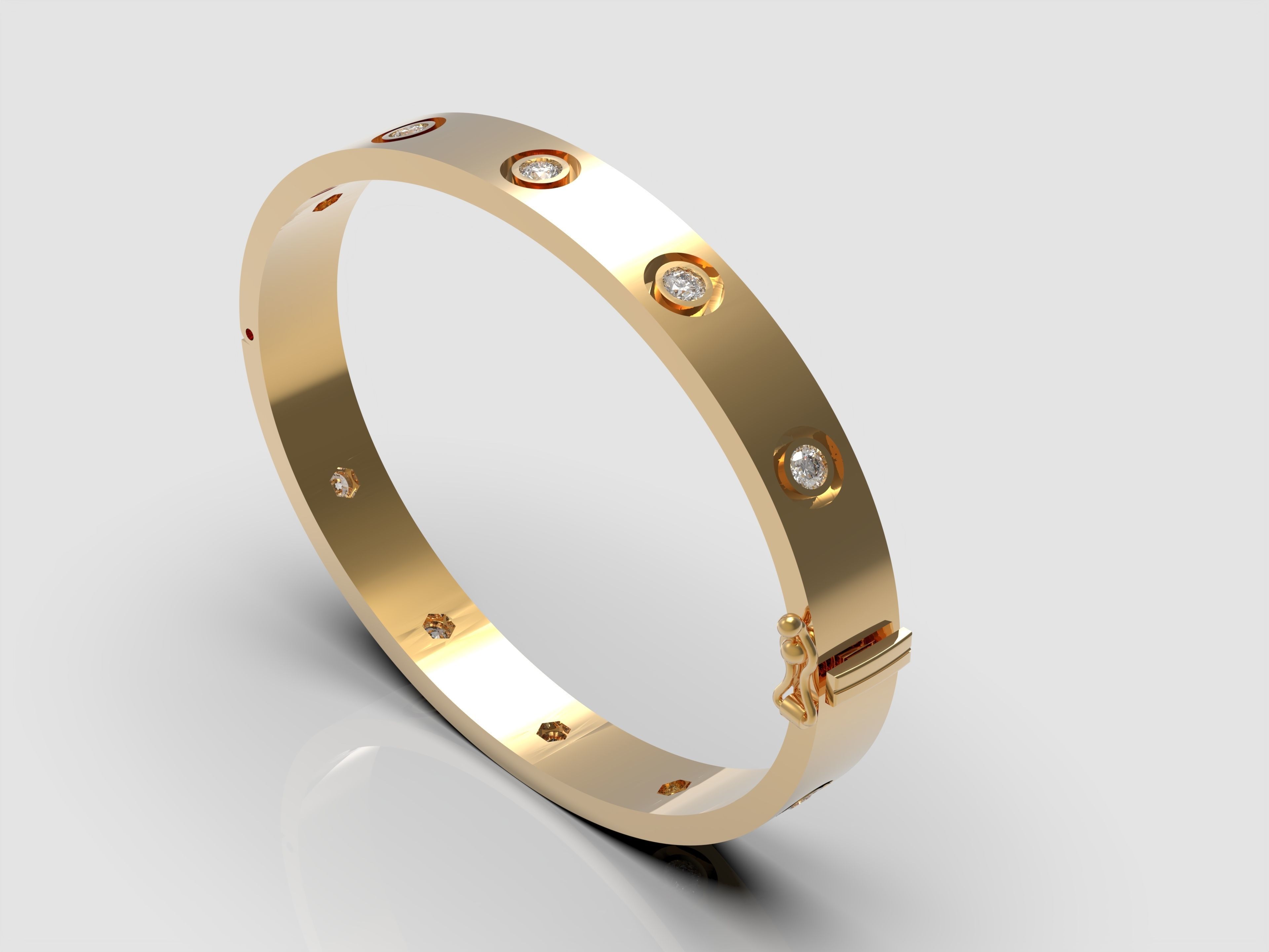 Bracelet with Diamonds 3D print model_5