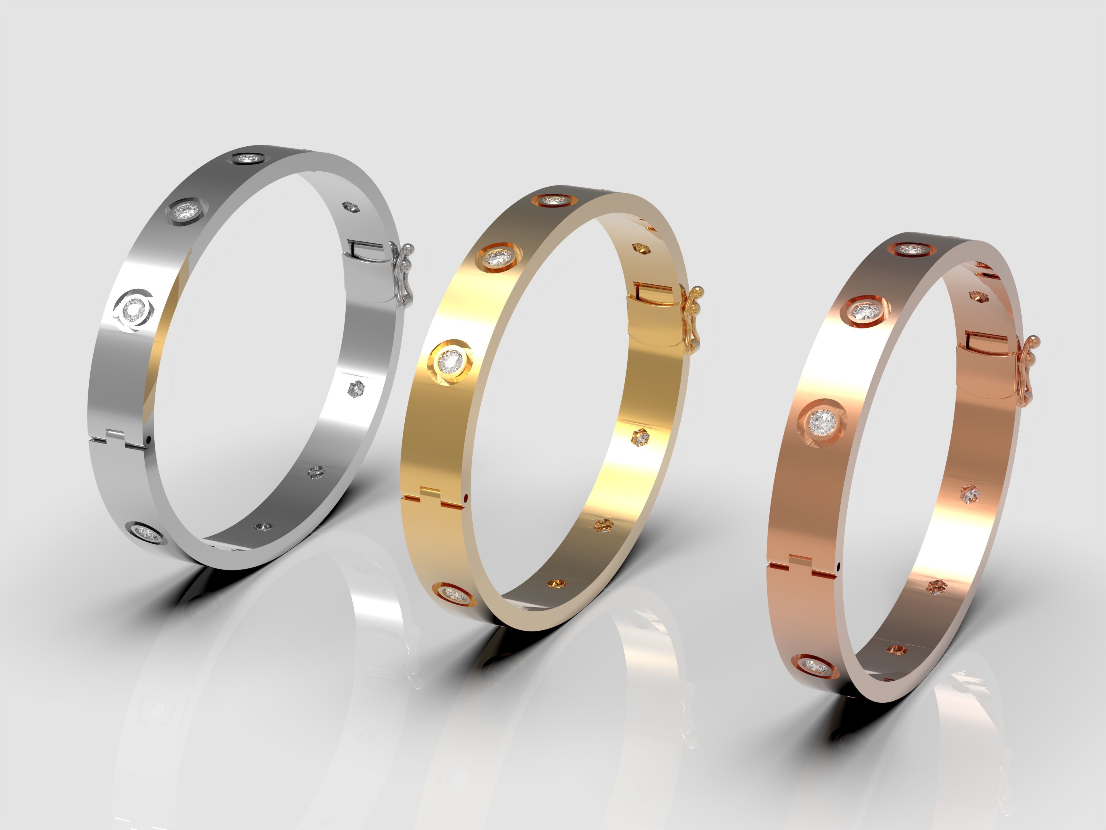 Bracelet with Diamonds 3D print model_2