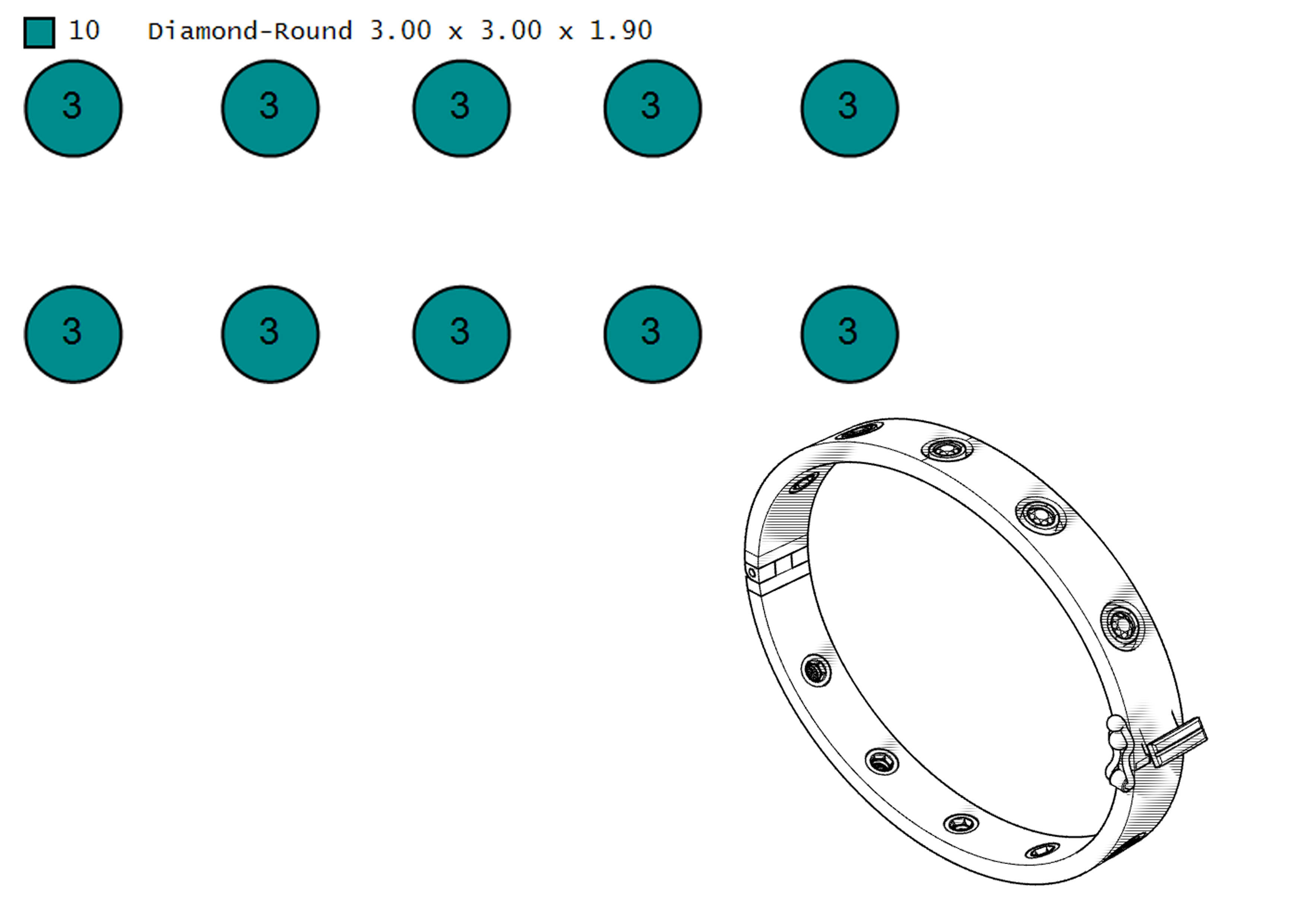 Bracelet with Diamonds 3D print model_13