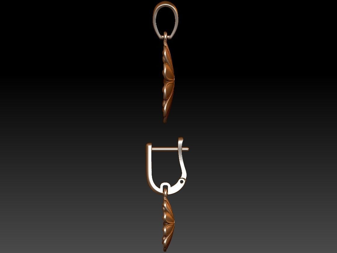 Flower pendant with earrings 3D print model_7