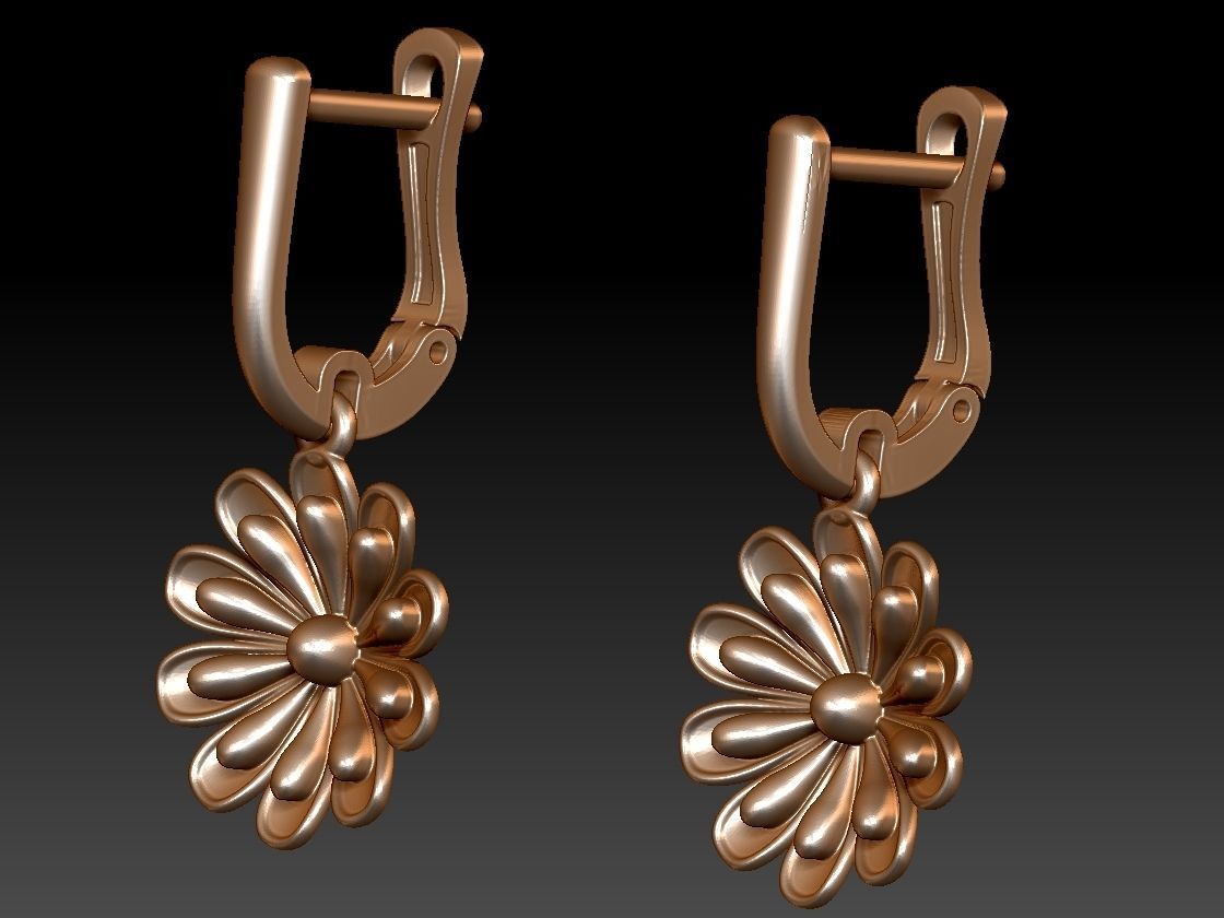 Flower pendant with earrings 3D print model_6