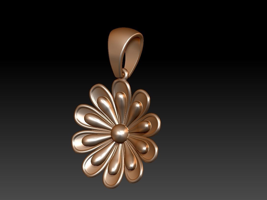 Flower pendant with earrings 3D print model_5