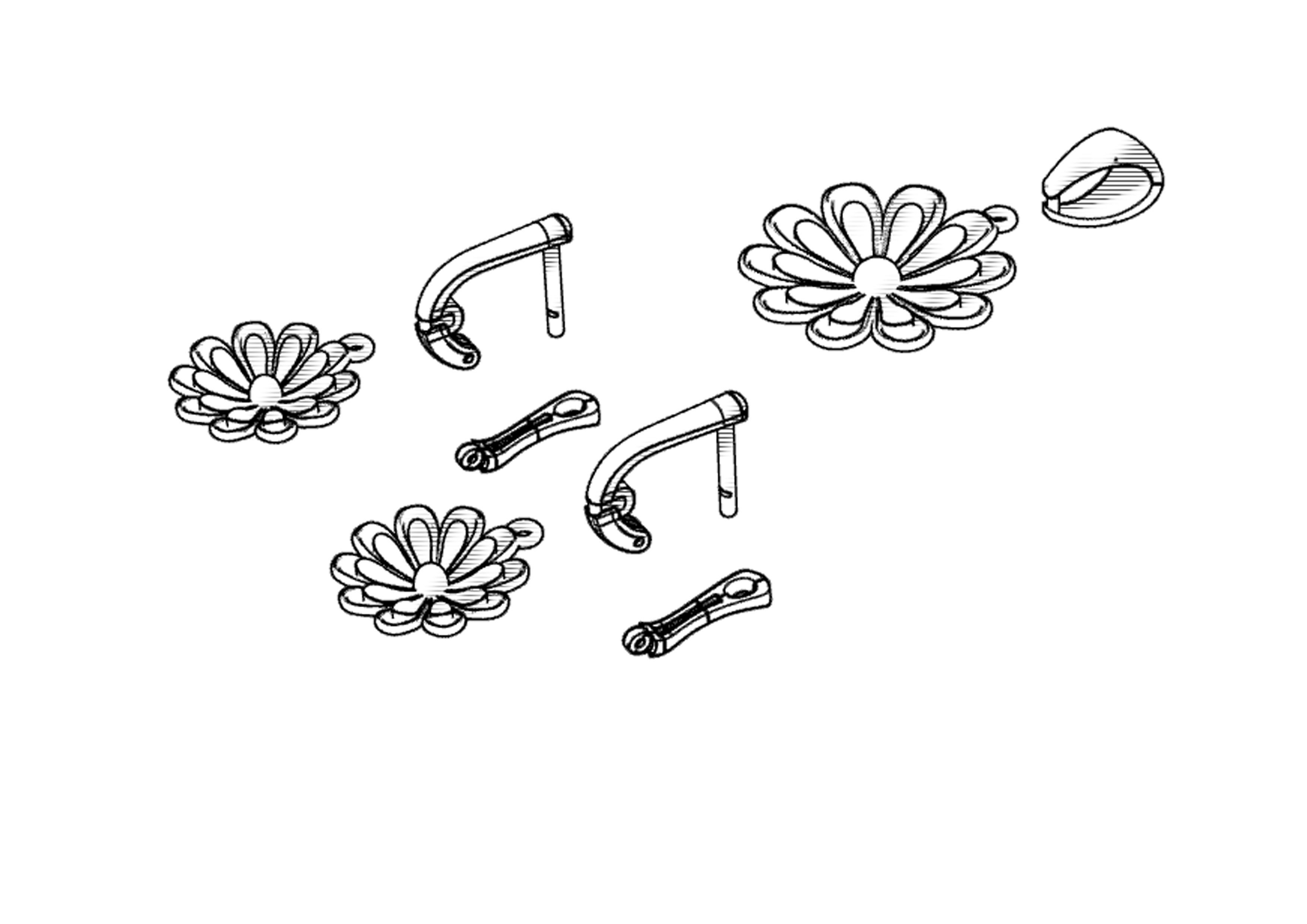 Flower pendant with earrings 3D print model_9